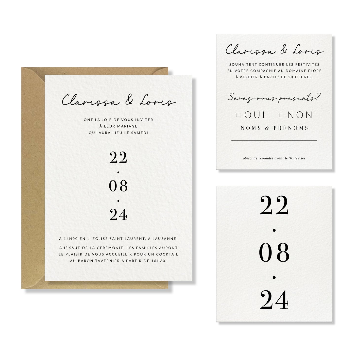 PACK faire-part + un carton supplémentaire - Modern Love