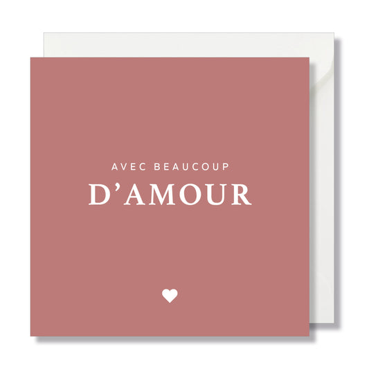 Carte de vœux carrée "avec beaucoup d'amour" rose