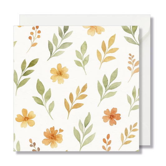 Carte de vœux carrée "fleurs jaune orange" illustration