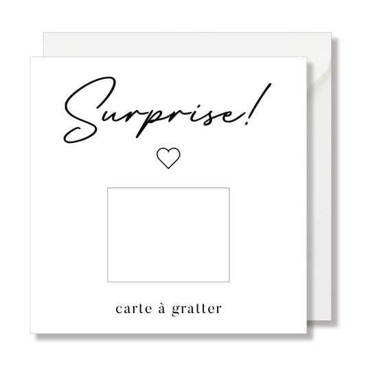 Carte à gratter "Surprise" N/B