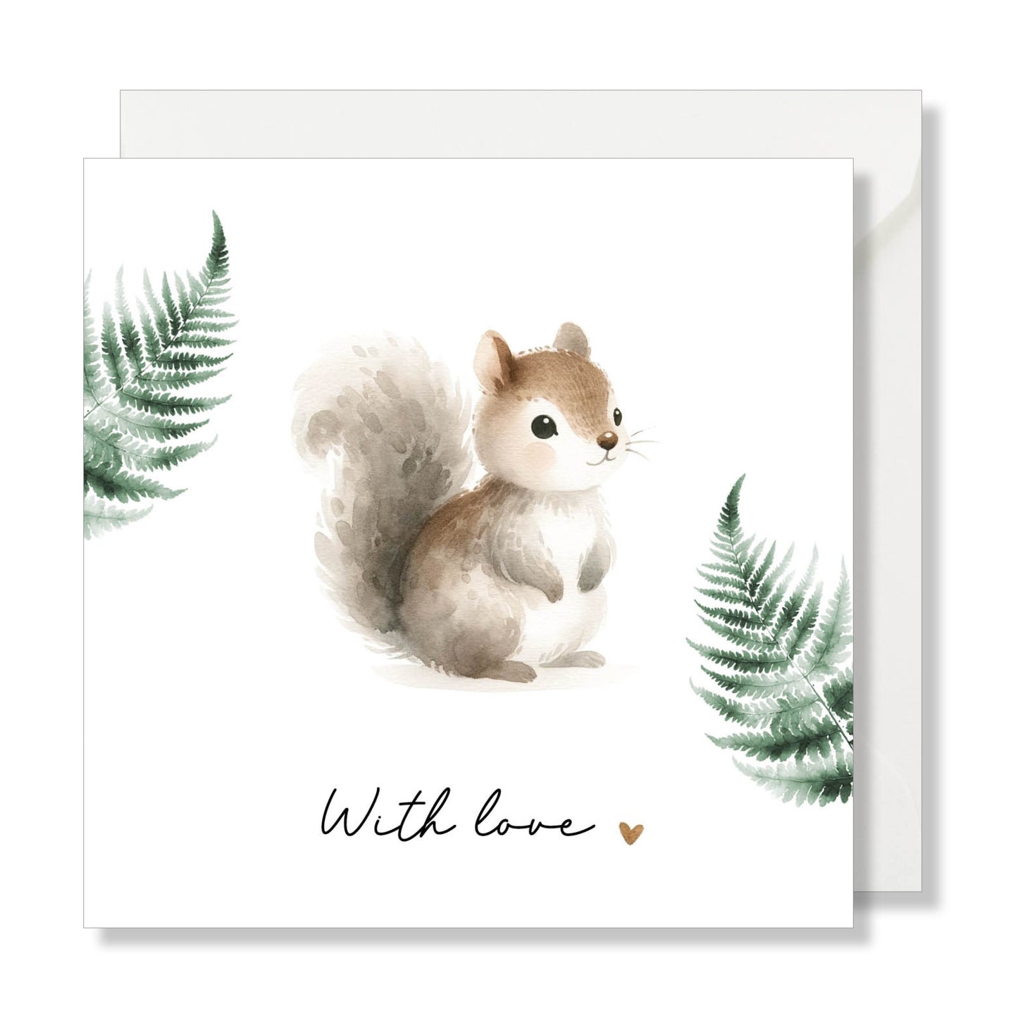 Carte de vœux carrée "With love" aquarelle