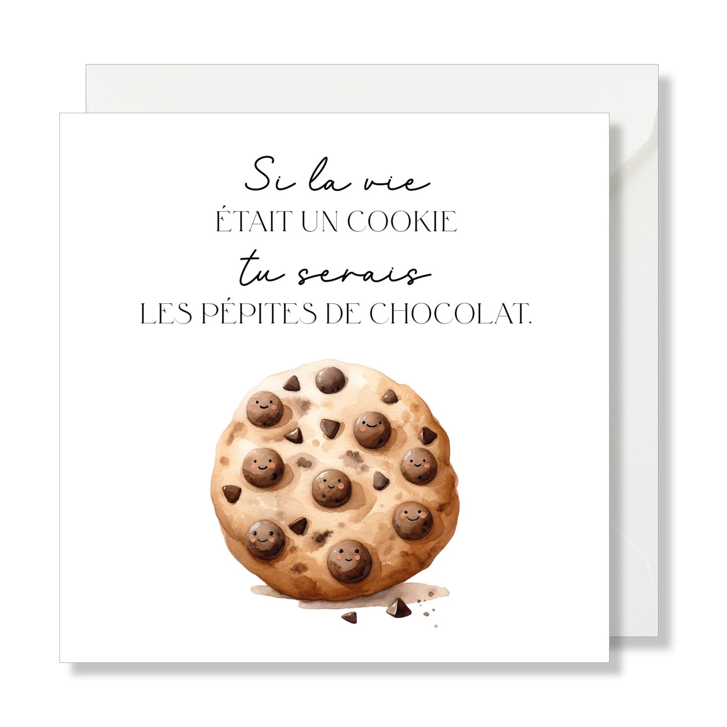 Carte de vœux carrée "pépites de chocolat" cookie