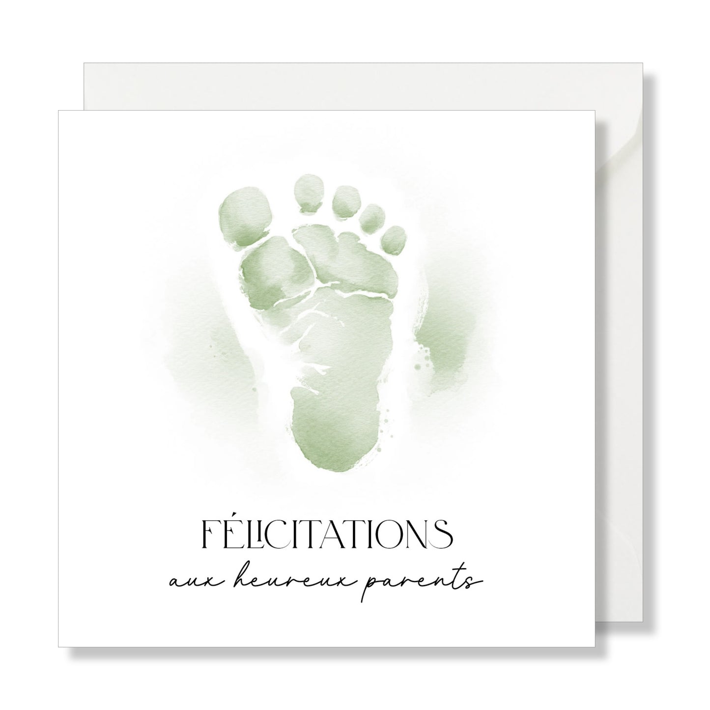 Carte de vœux carrée "félicitations" aquarelle pied bébé