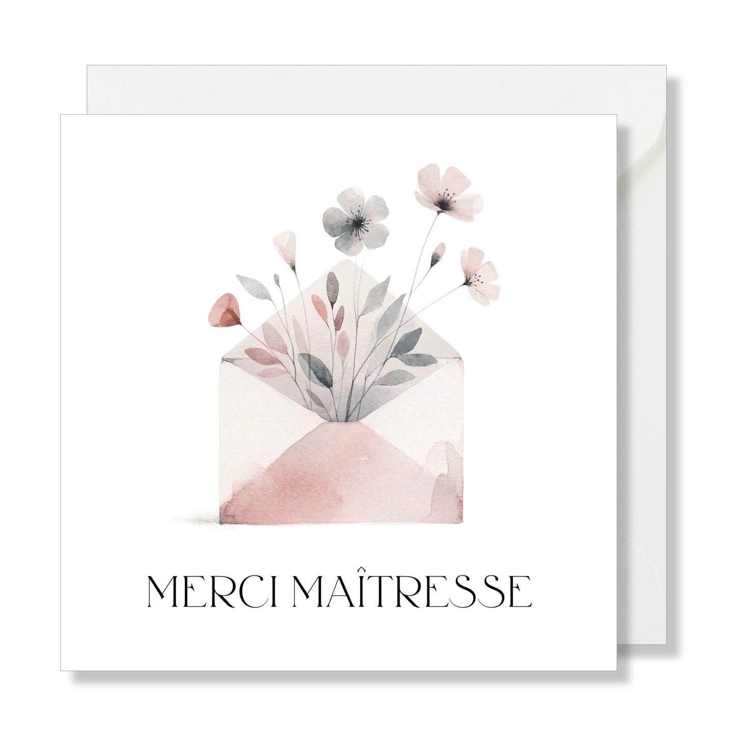 Carte de vœux carrée "merci maîtresse" illustration