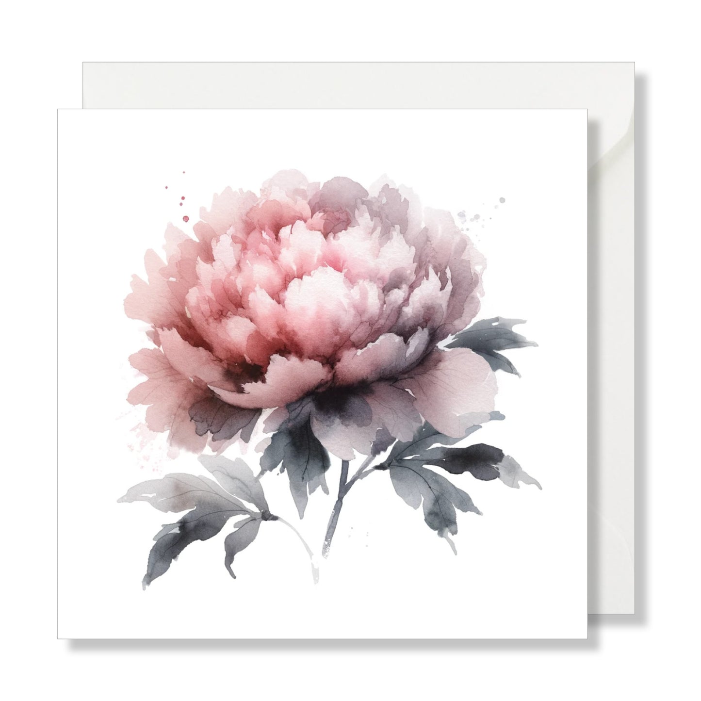 Carte de vœux carrée "pivoine" illustration