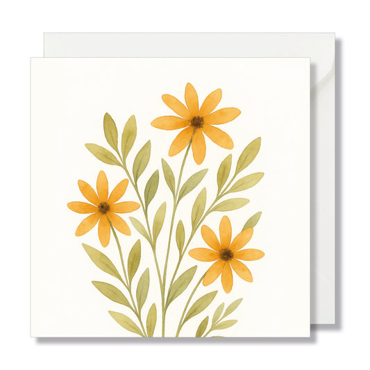 Carte de vœux carrée "bouquet fleurs jaune" illustration