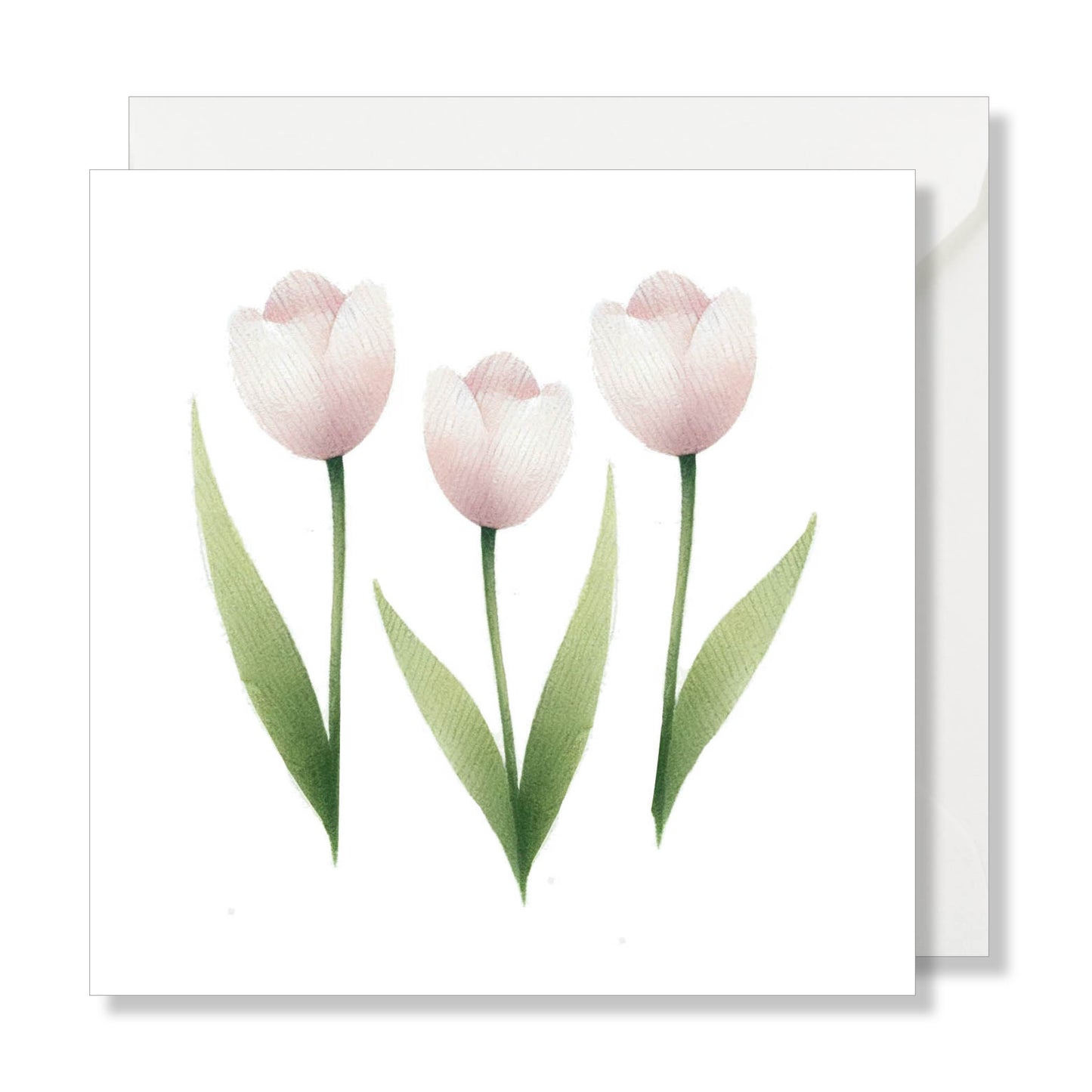 Carte de vœux carrée "3 tulipes rose"illustration.