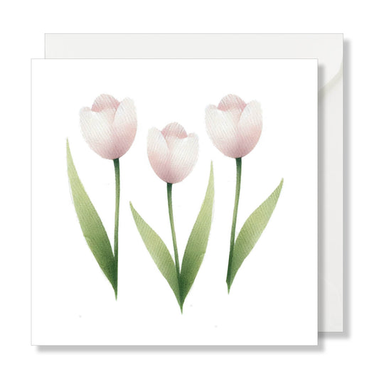 Carte de vœux carrée "3 tulipes rose"illustration.