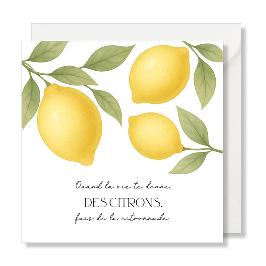 Carte de vœux carrée "quand la vie te donne des citrons" illustration