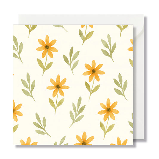 Carte de vœux carrée "fleurs jaune" illustration