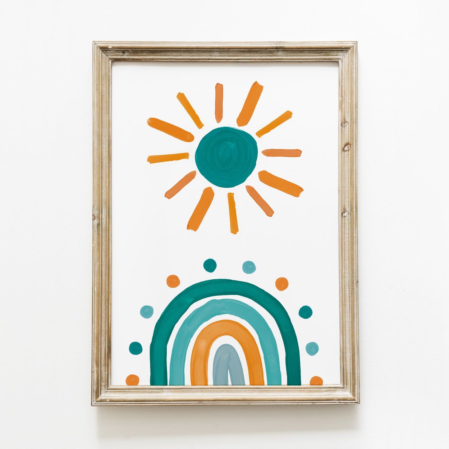 Poster ‘soleil 2’ moutarde et bleu canard A4