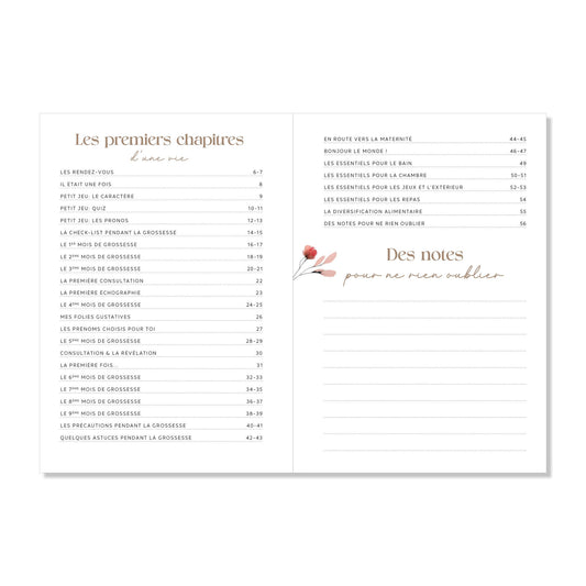 Journal de grossesse floral souvenirs