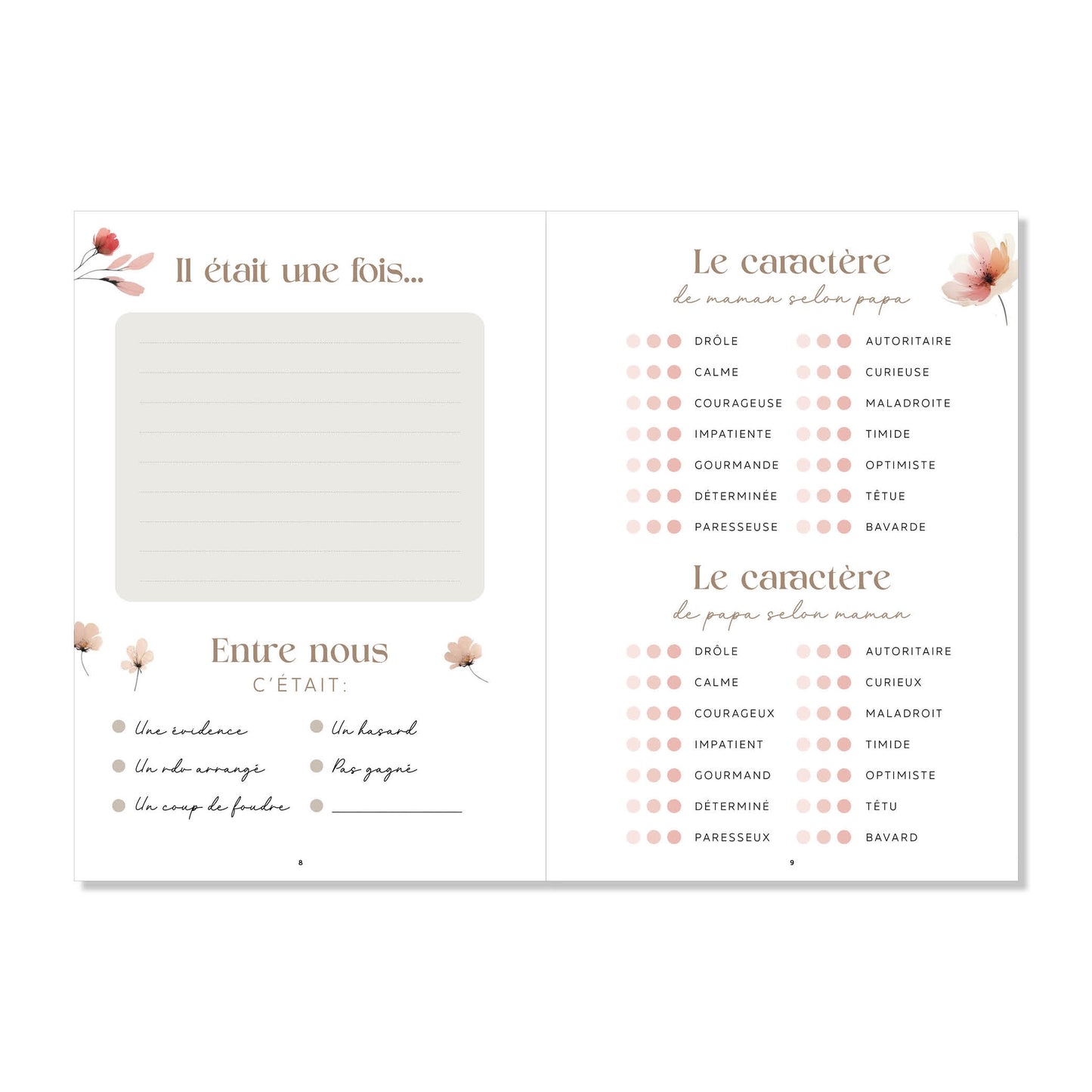 Journal de grossesse floral souvenirs