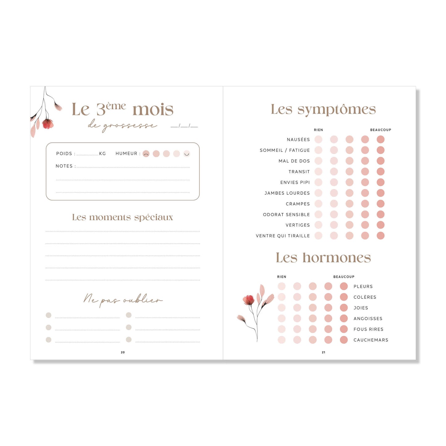 Journal de grossesse floral souvenirs