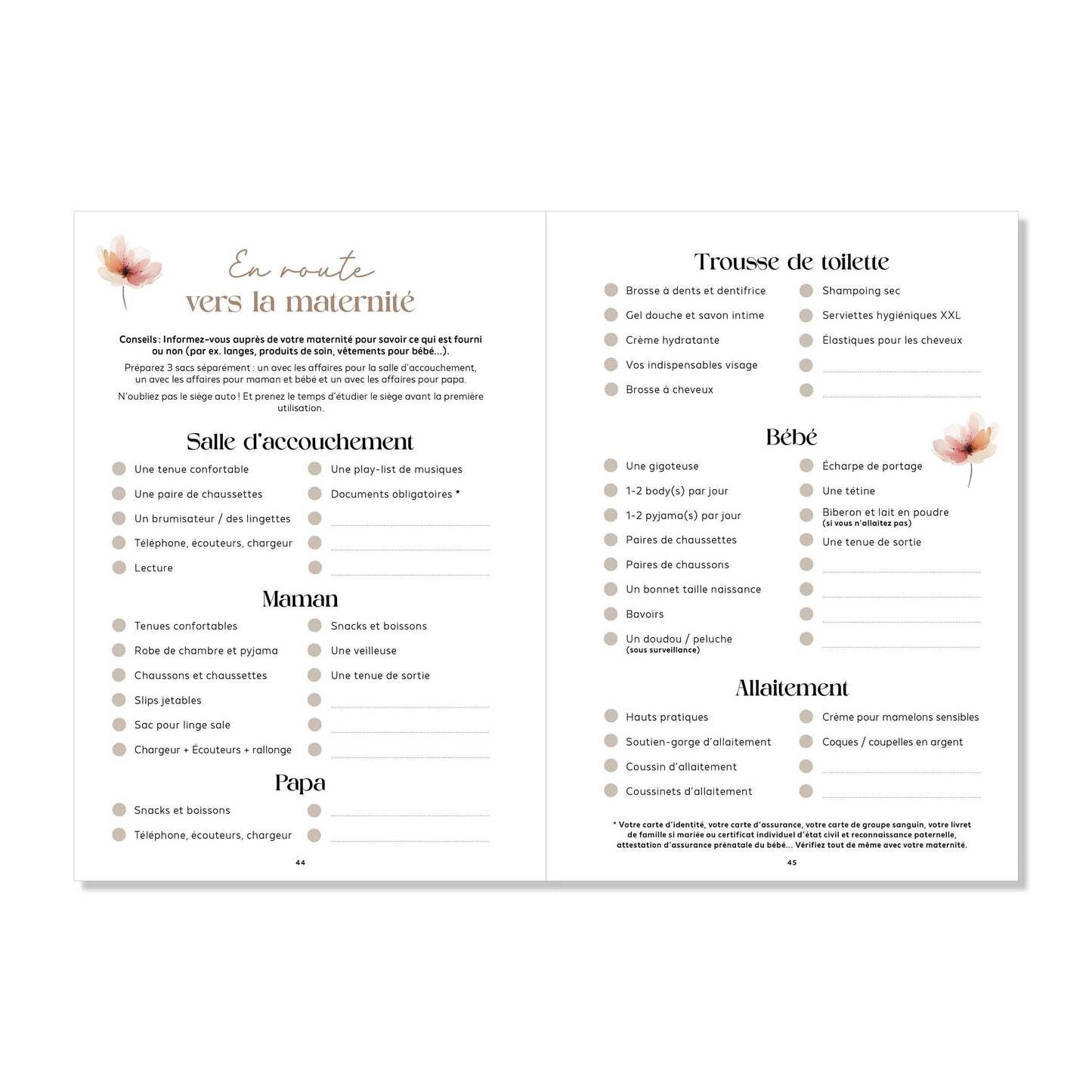 Journal de grossesse floral souvenirs
