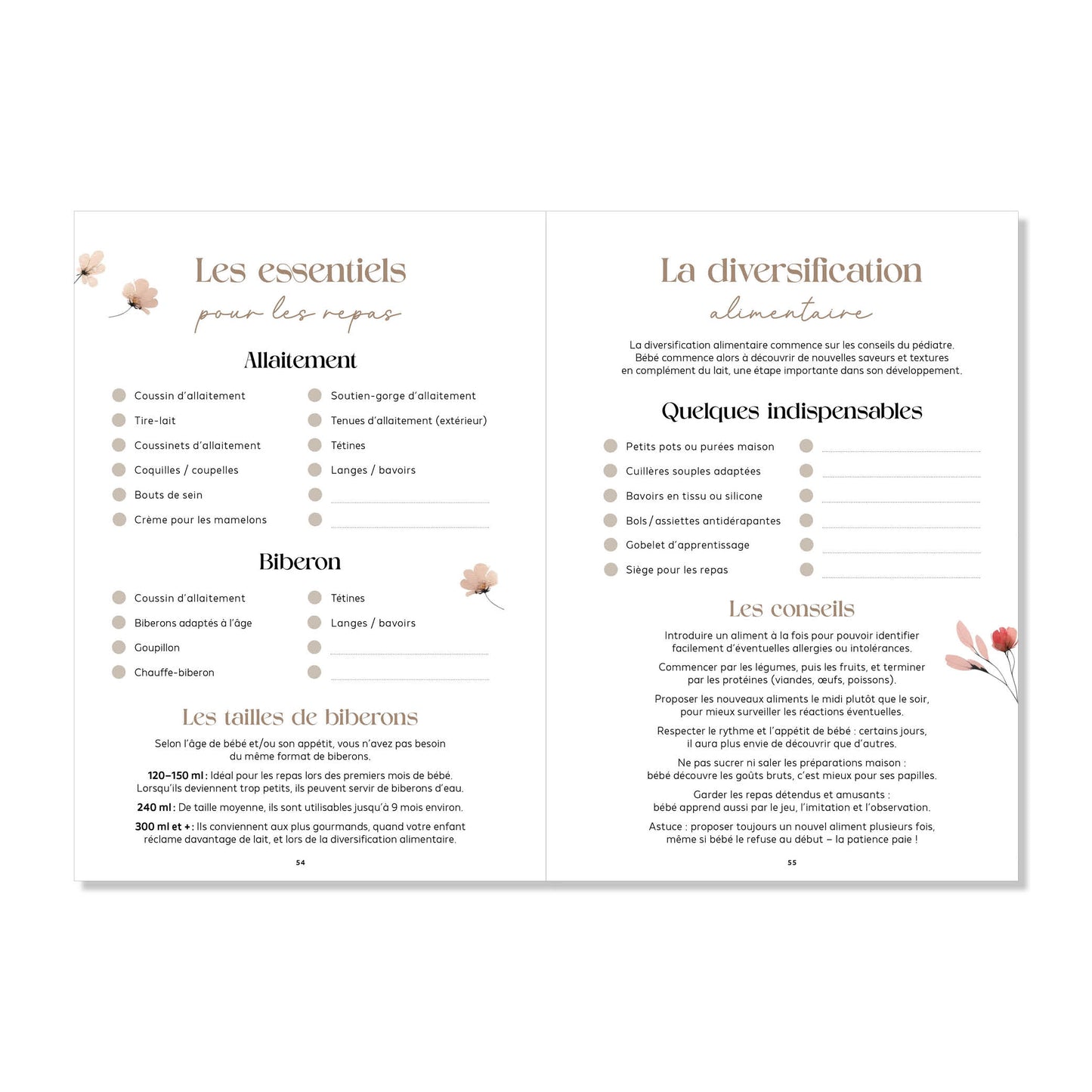 Journal de grossesse floral souvenirs