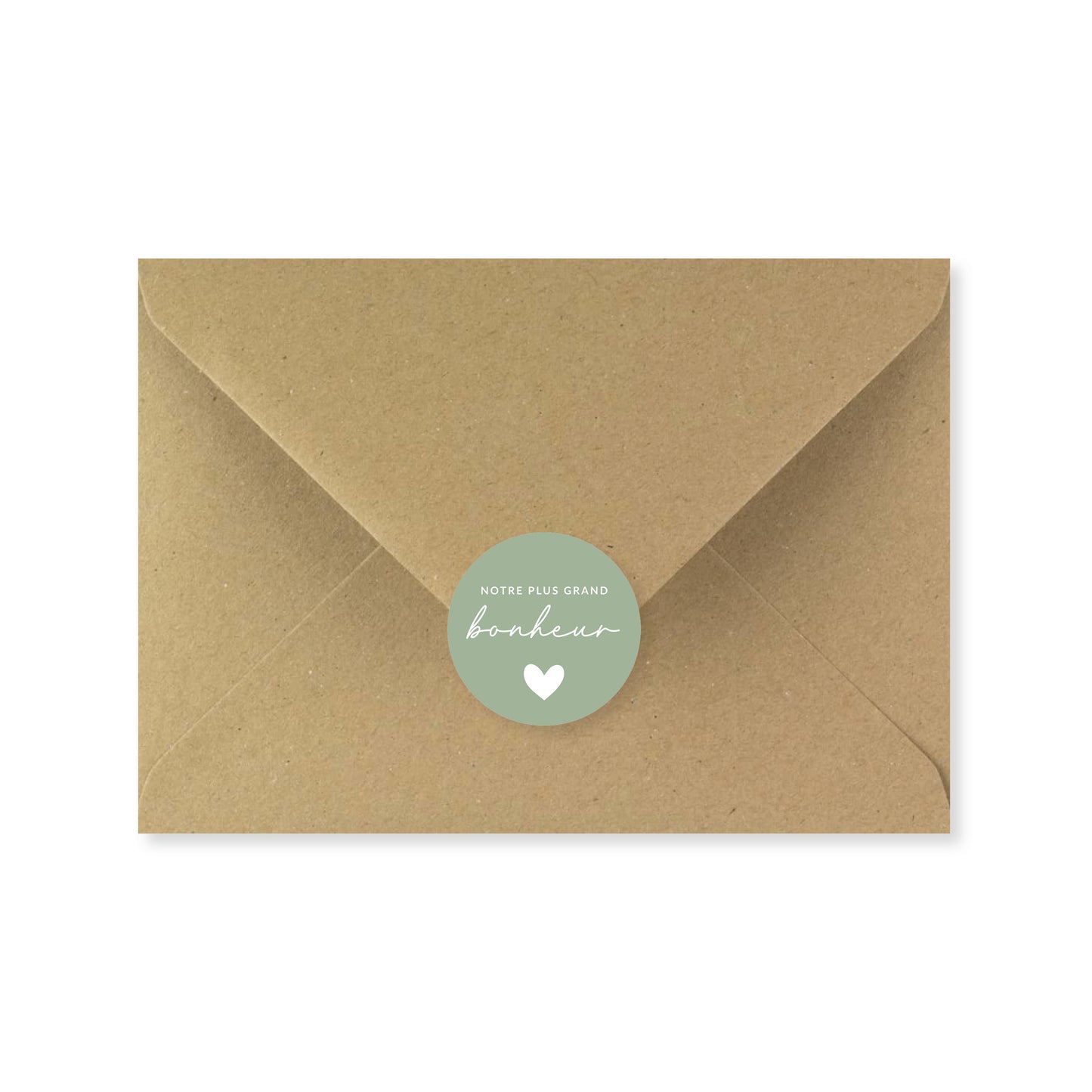 Lot 10 stickers 'notre plus grand bonheur' vert 3 cm