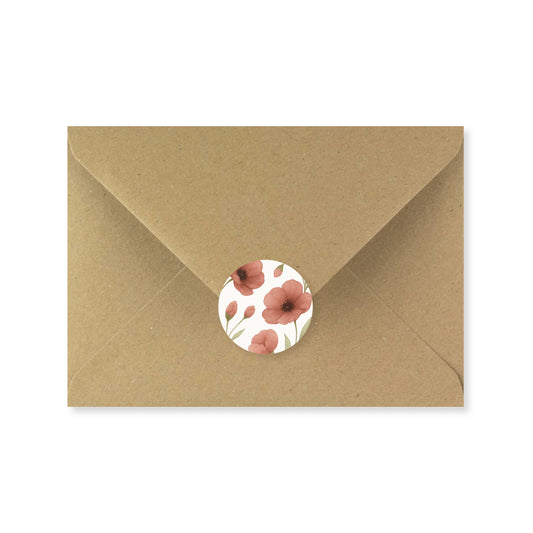 Lot 10 stickers 'coquelicots illustration' 3 cm