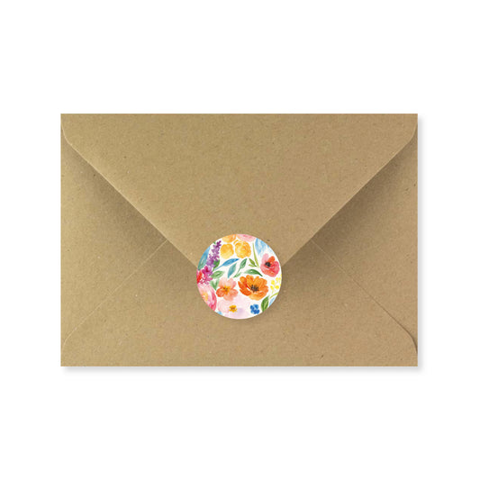 Lot 10 stickers 'Fleurs colorées aquarelle' 4 cm