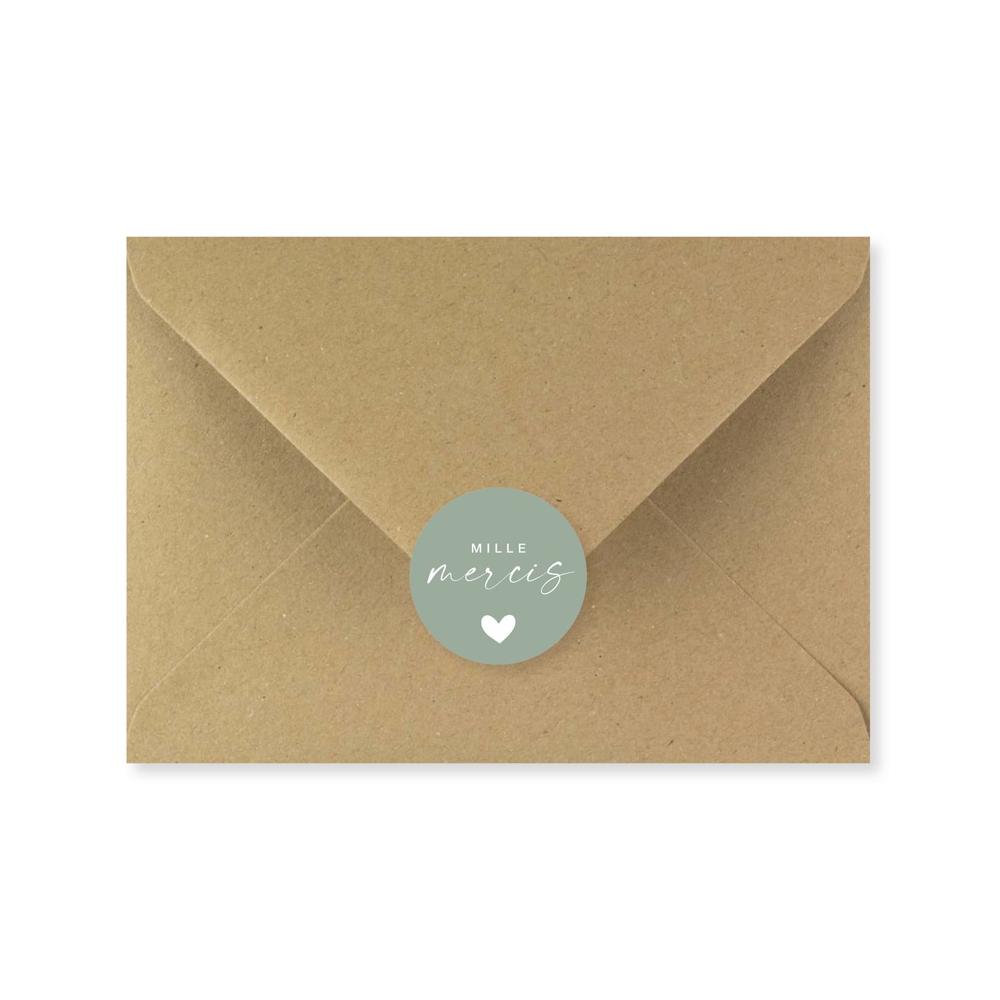 Lot 10 stickers 'mille mercis' vert 3 cm