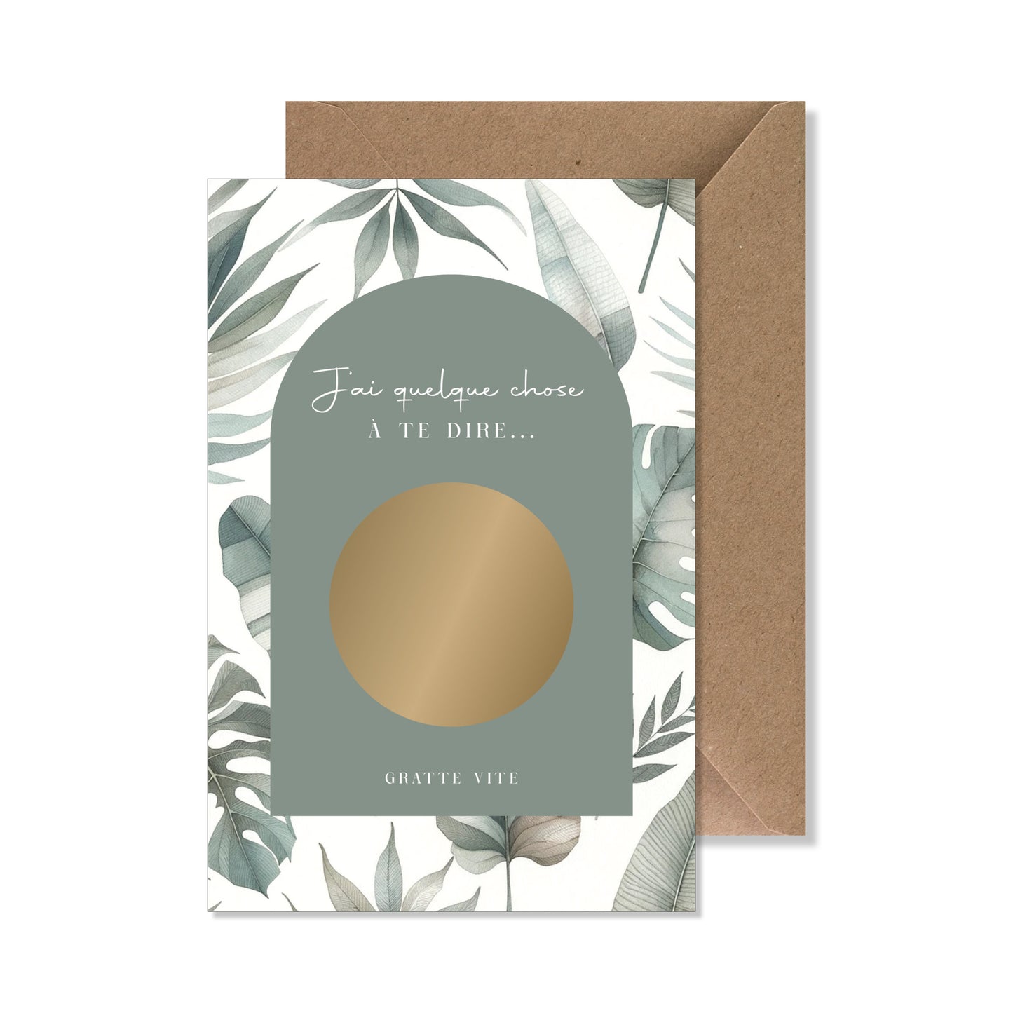 Kit carte à gratter "j'ai quelque chose à te dire..." sauvage vert
