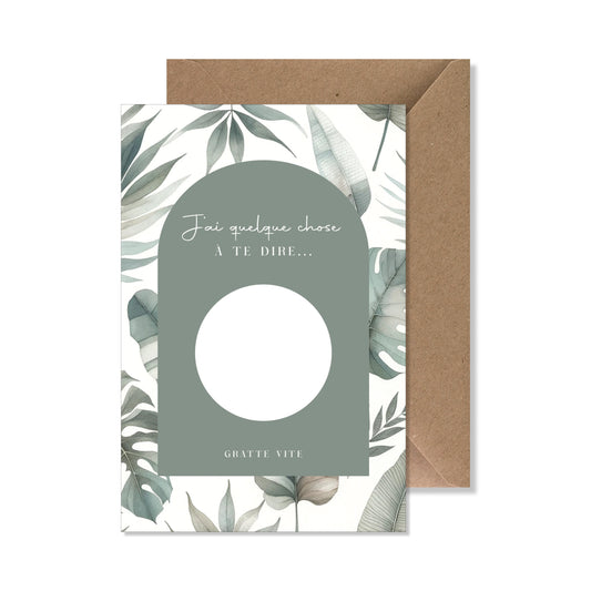 Kit carte à gratter "j'ai quelque chose à te dire..." sauvage vert
