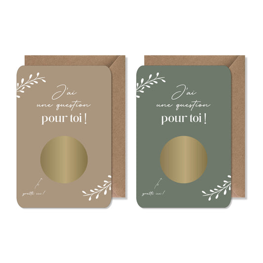 Carte à gratter demande - marraine beige