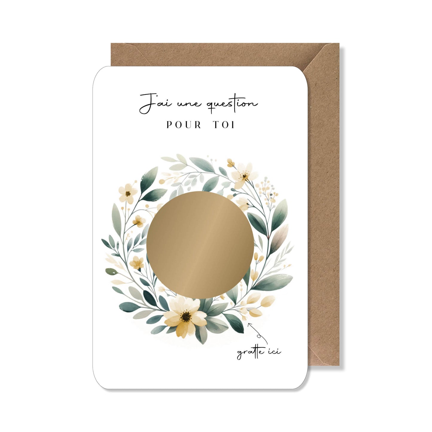 Carte à gratter mariage - demoiselle d'honneur aquarelle jaune