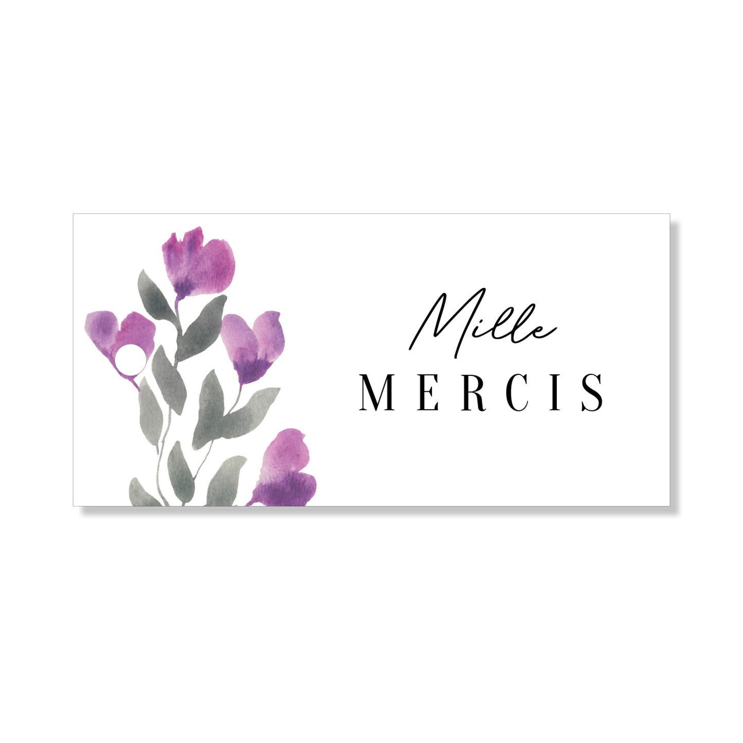 Lot de 6 étiquettes "mille mercis" aquarelle lilas