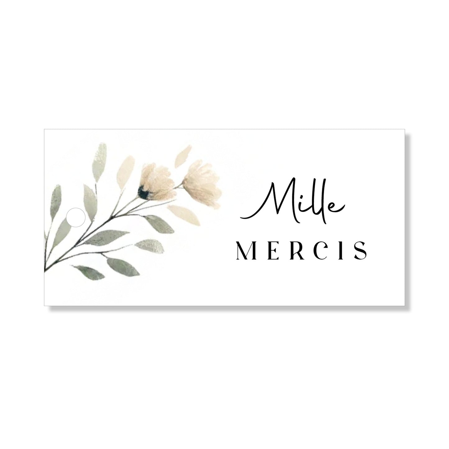 Lot de 6 étiquettes "mille mercis" aquarelle
