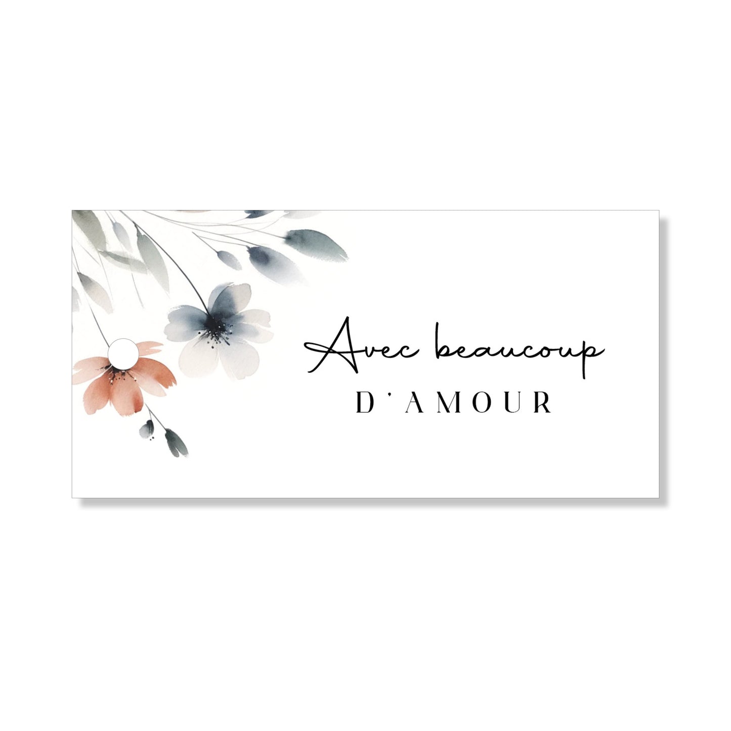 Lot de 6 étiquette "avec beaucoup d'amour" aquarelle