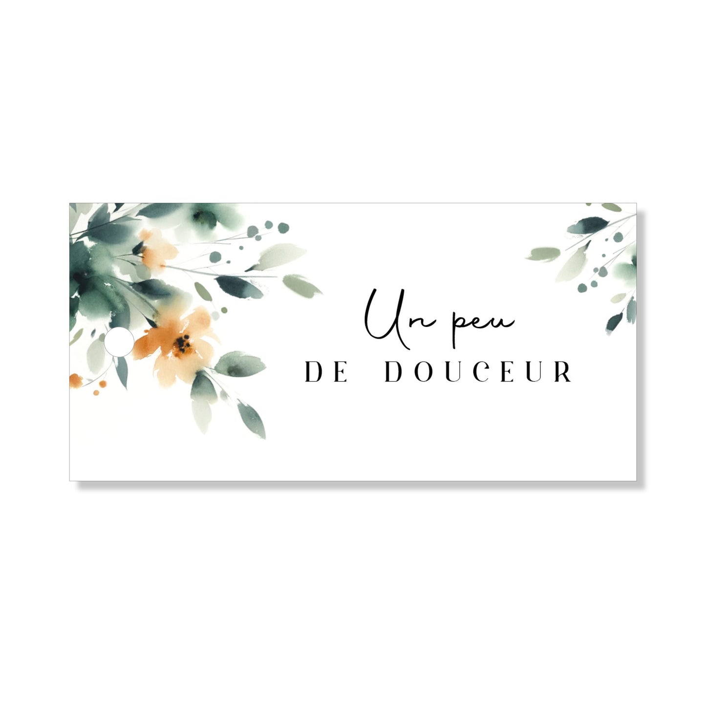 Lot de 6 étiquettes "un peu de douceur" aquarelle fleuri vert