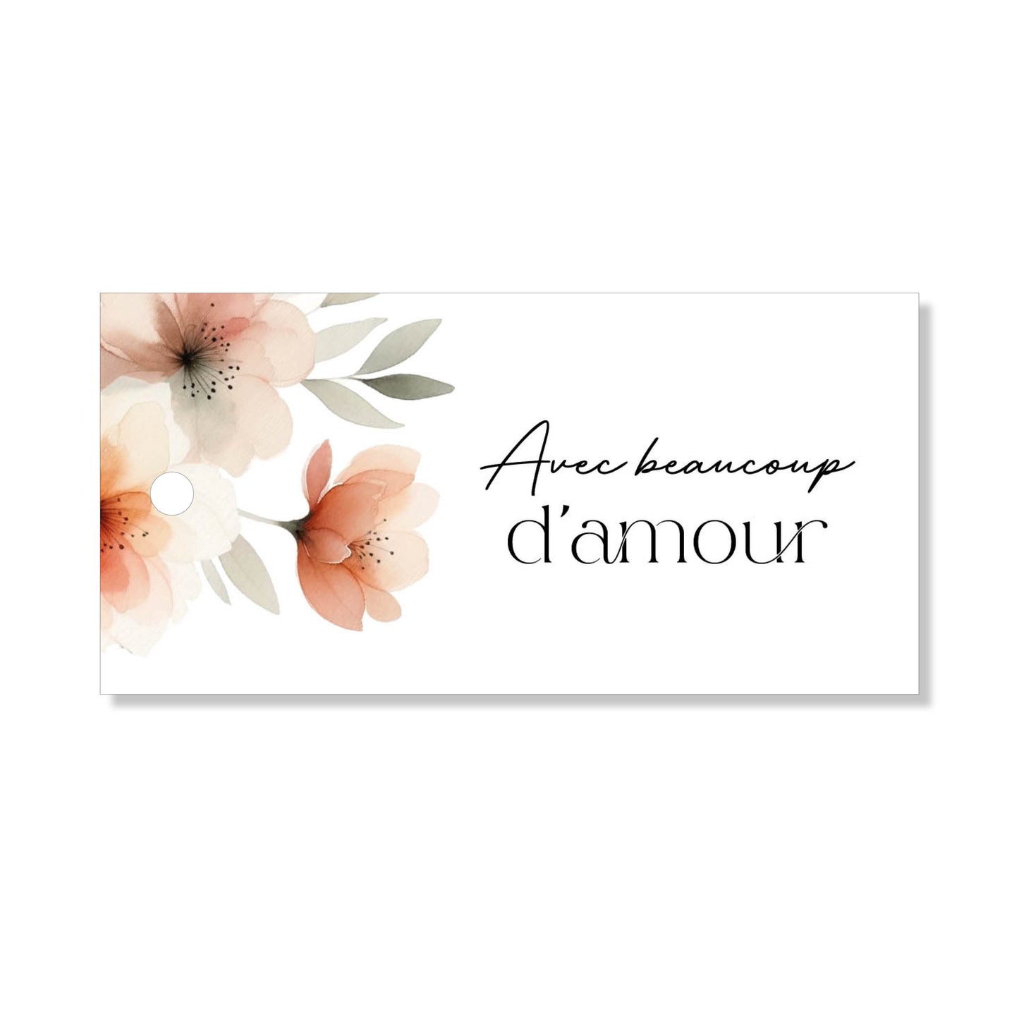 Lot de 6 étiquettes "avec beaucoup d'amour" aquarelle fleuri
