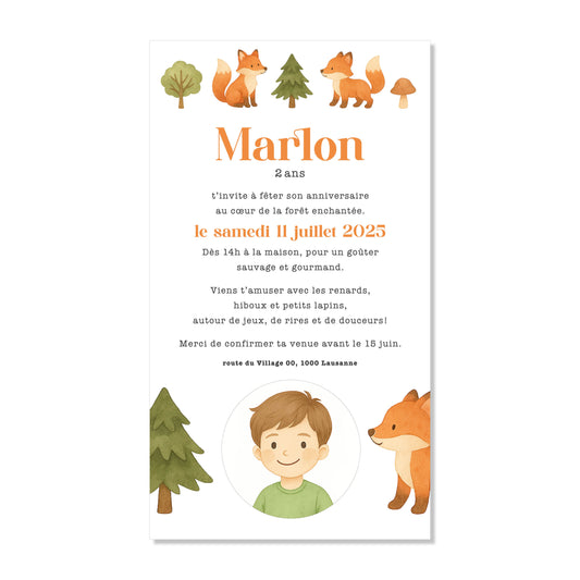 Invitation anniversaire numérique renard