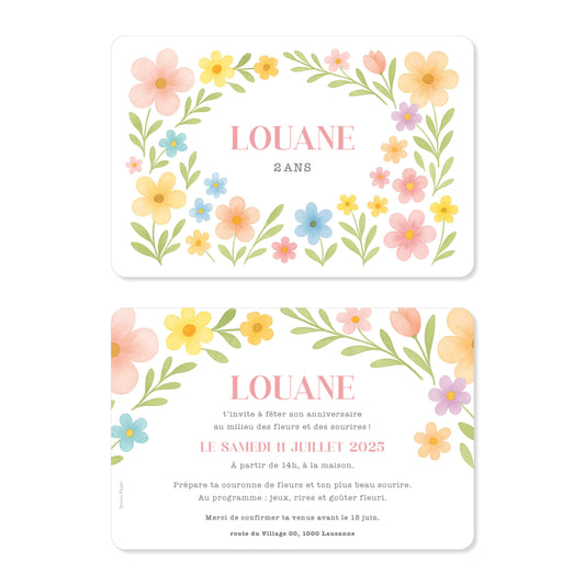 invitation anniversaire fille fleurs