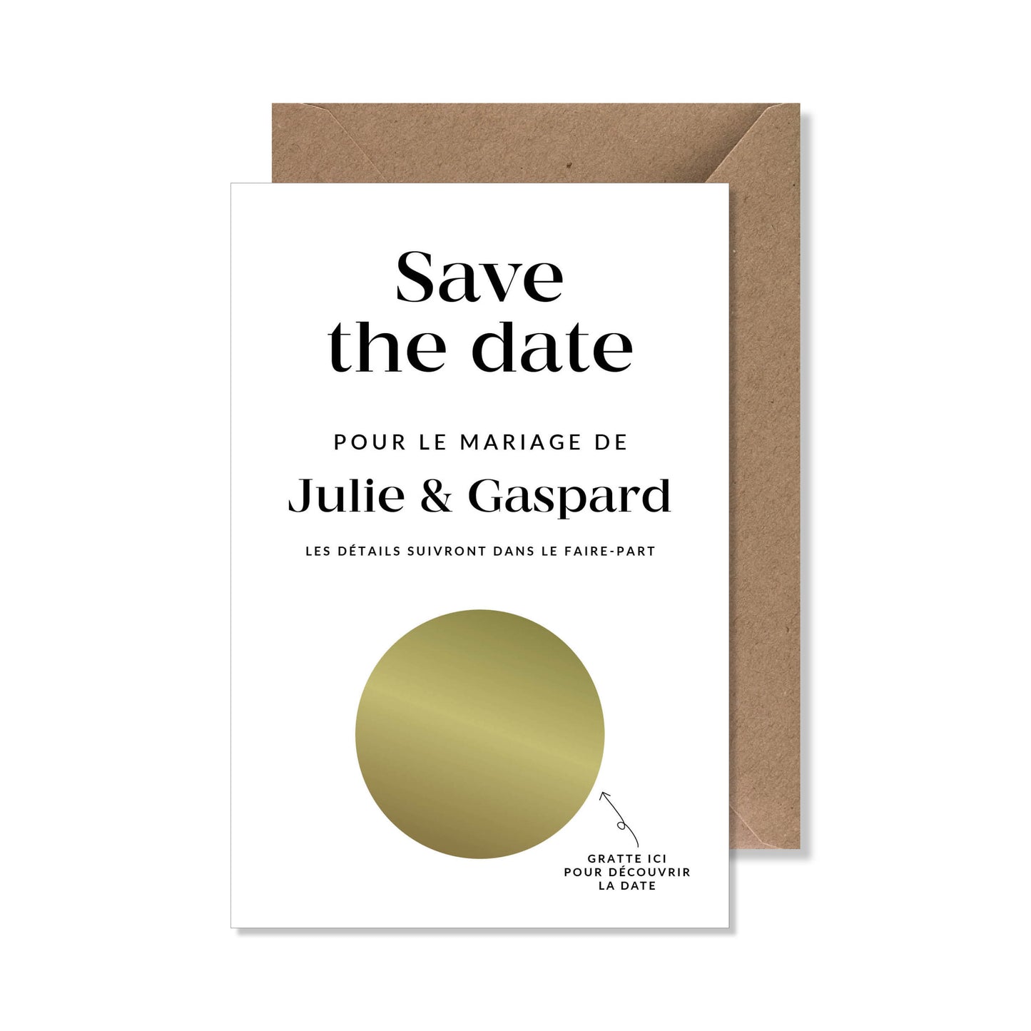 Save the date à gratter blanc annonce date de mariage personnalisée