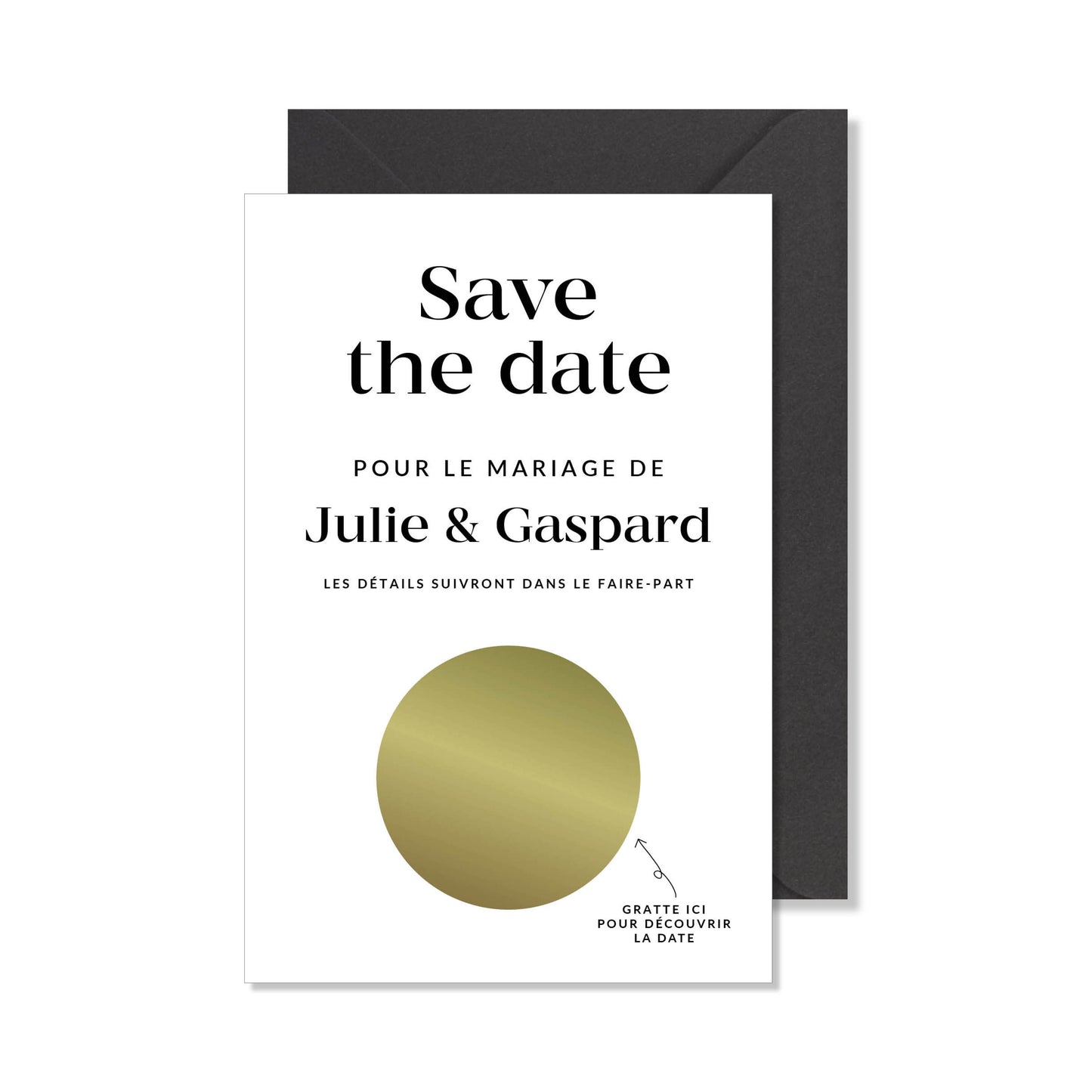 Save the date à gratter blanc annonce date de mariage personnalisée