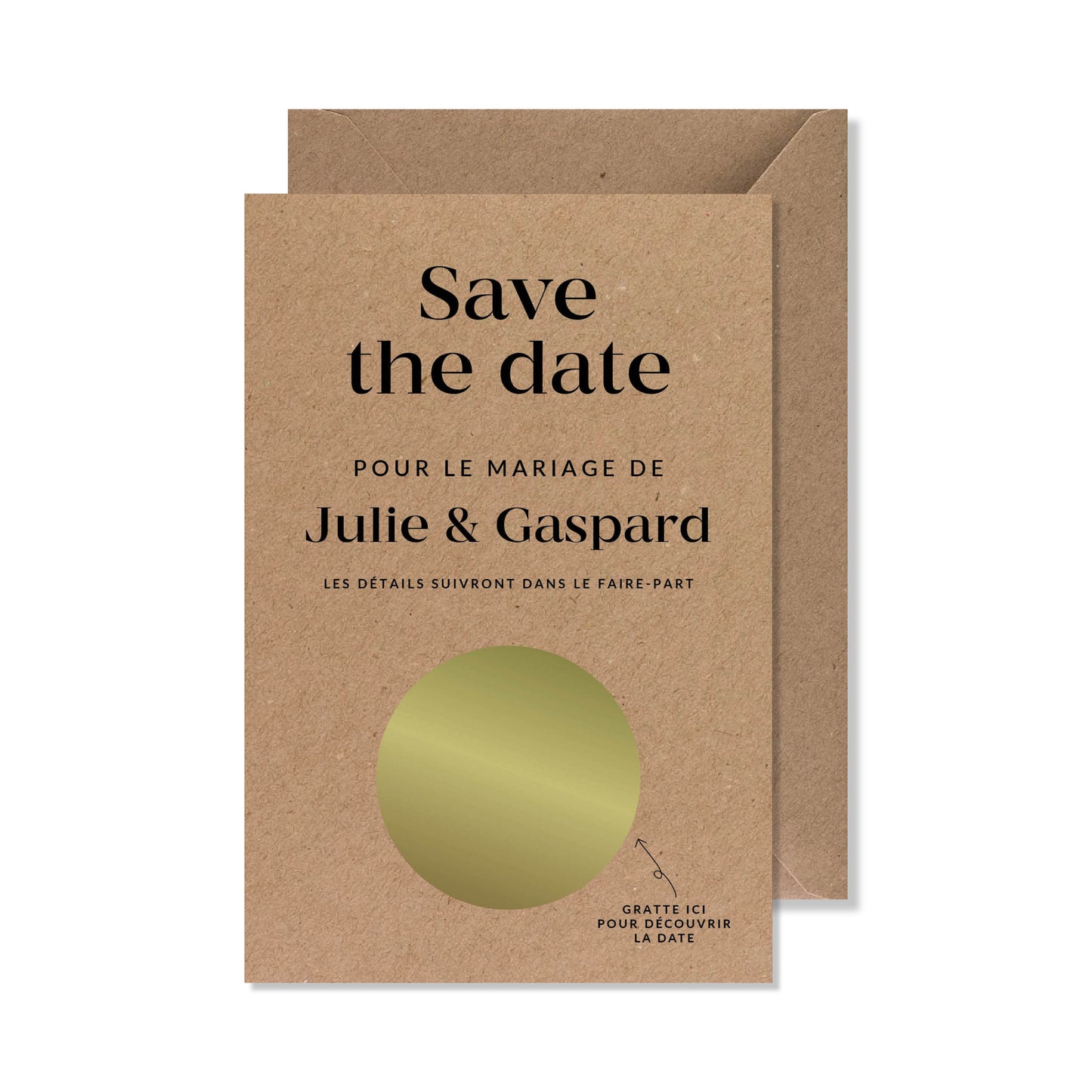 Save the date à gratter kraft annonce date de mariage personnalisée