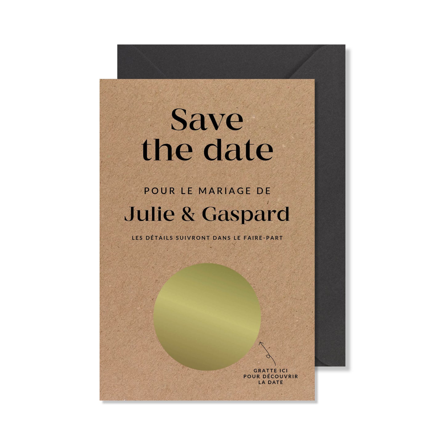 Save the date à gratter kraft annonce date de mariage personnalisée