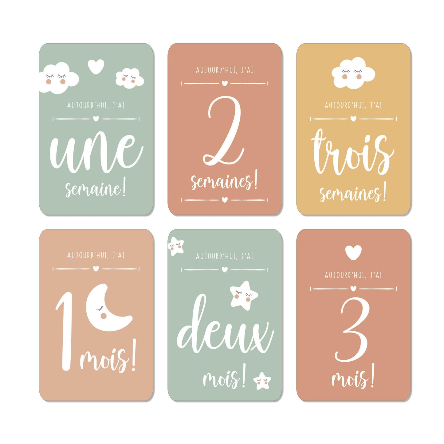 CARTES ÉTAPES MILESTONE ‘MA PREMIÈRE ANNÉE’ ÉTOILES, NUAGE, LUNE - Seven Paper