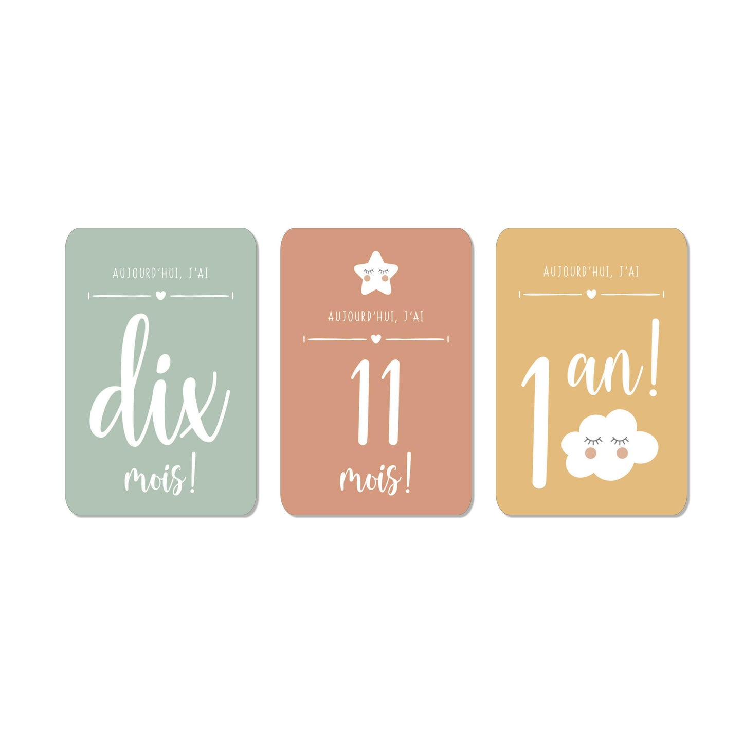 CARTES ÉTAPES MILESTONE ‘MA PREMIÈRE ANNÉE’ ÉTOILES, NUAGE, LUNE - Seven Paper