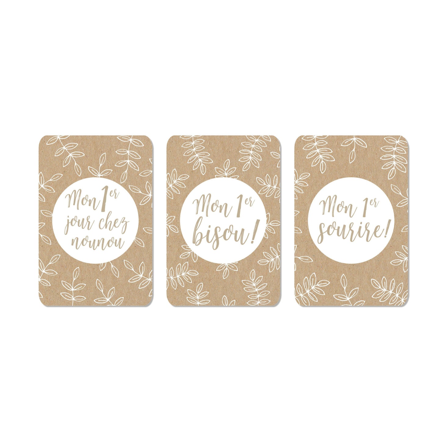Cartes étapes milestone ‘mes premières fois’ kraft / blanc