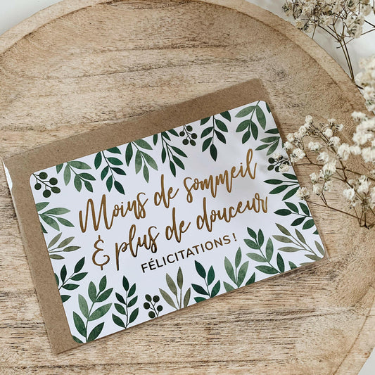 CARTE DE VOEUX "MOINS DE SOMMEIL & PLUS DE DOUCEUR" GOLD - SEVEN PAPER