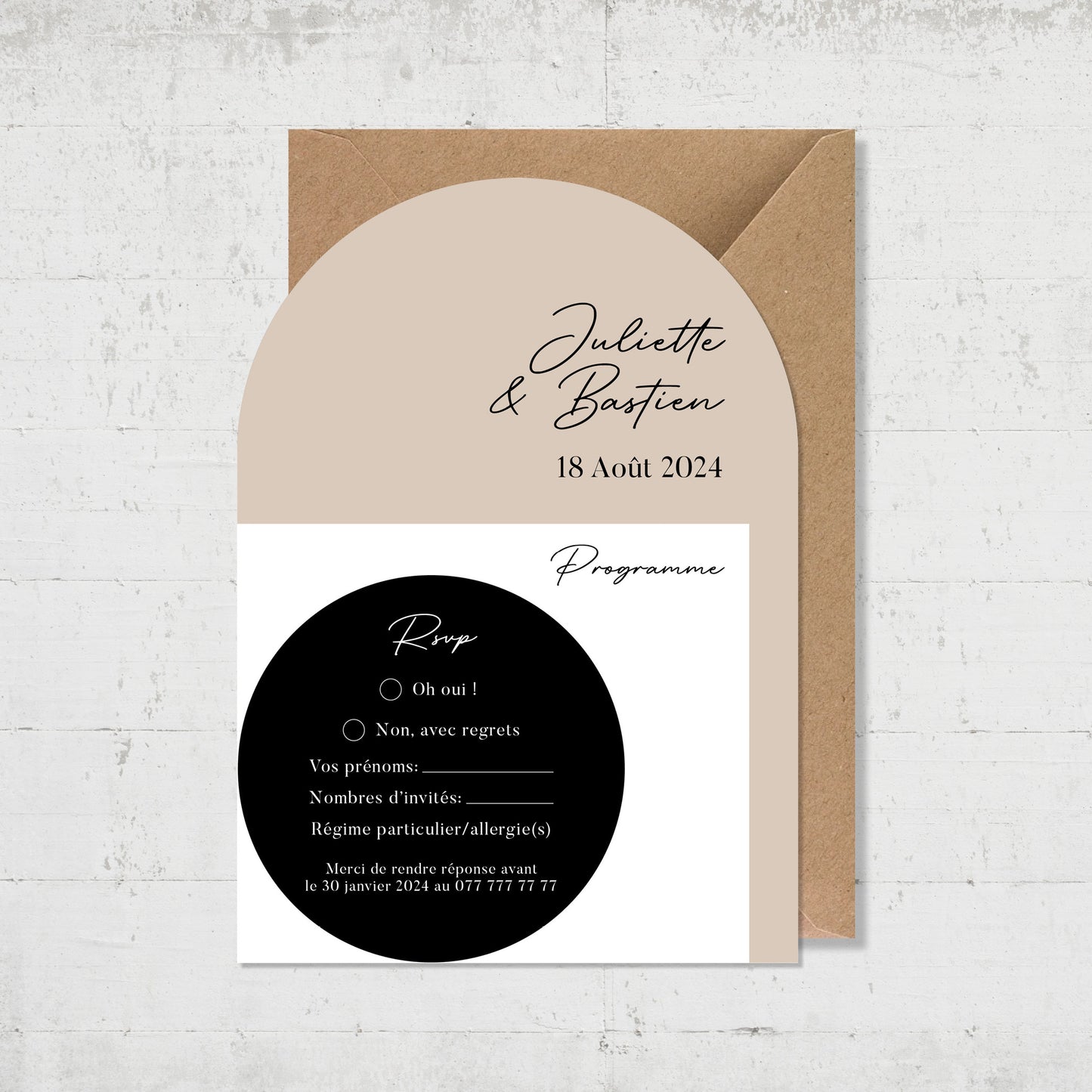 PACK faire-part + carton soirée + carton RSVP - Minimalist