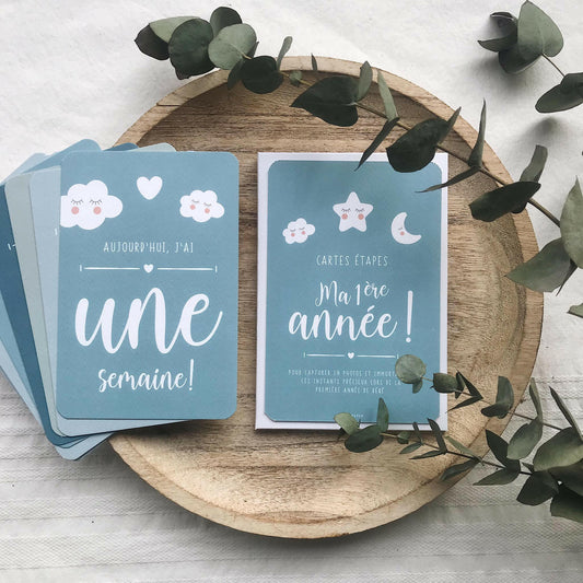 CARTES ÉTAPES MILESTONE ‘MA PREMIÈRE ANNÉE’ BLEU - SEVEN PAPER