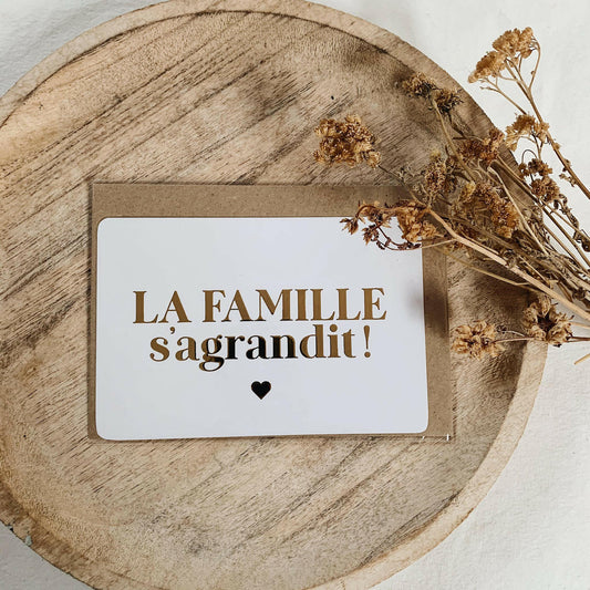 CARTE ANNONCE GROSSESSE ORIGINALE ‘LA FAMILLE S'AGRANDIT’ GOLD - SEVEN PAPER