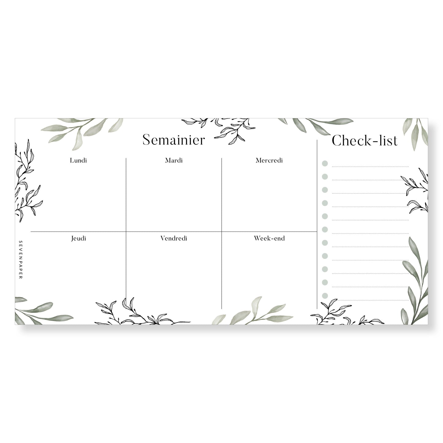 Bloc-notes semainier - olive