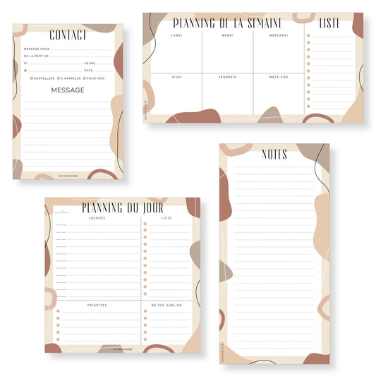 Bloc-notes planning de la journée - nude