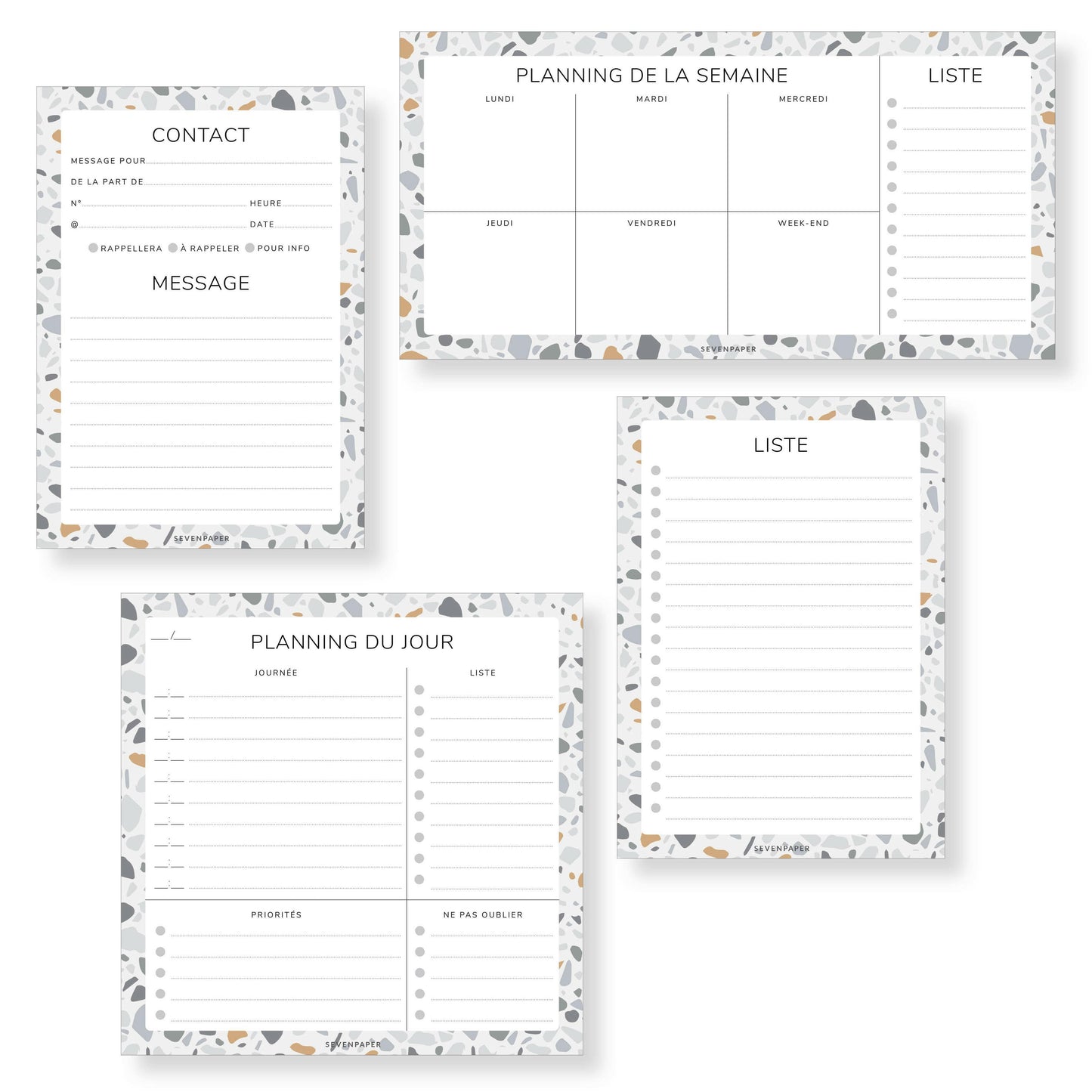Bloc-notes planning de la journée - terrazzo