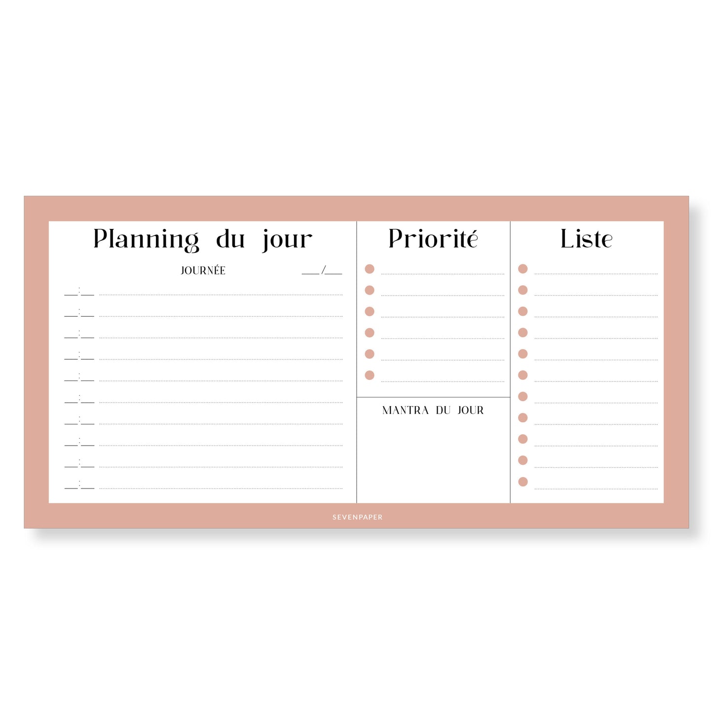 Bloc-notes planning de la journée - pastel